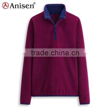 manufacturers in china plain zipper-up pullovers fuchsia polar fleeve ladies' tops