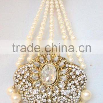 Hair accessory JHOOMAR JHUMAR side passa TIKA PEARL crystal