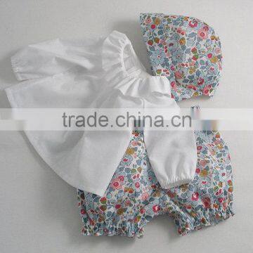 Wholesale Baby Girl Set White Top and Printed Shorts Import Baby Clothes China photo-3