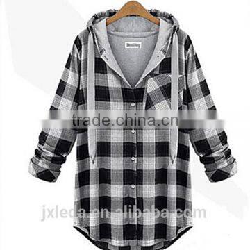 Women's Plaid Red/Gray Hoodies, Casual/Plus Sizes Hooded Long Sleeve photo-2