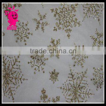 2015 wholesale christmas tulle snow printing soft tulle for christmas