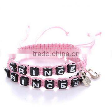 Prince & Princess Letter Charm Bracelets Diy Handmade Alphabet Charms Cord Bracelets With Adjustable Knotted photo-3