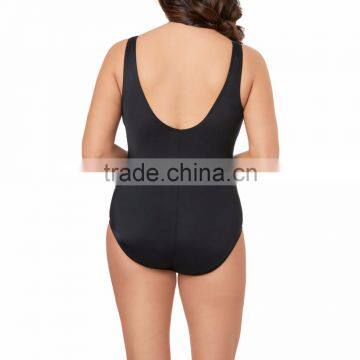 Solid One Piece Over Plus Size Swimsuit Custom 82% Polyester 18% Spandex Well Stretchy Bodysuit Partially Lined Soft Cup Swim photo-5