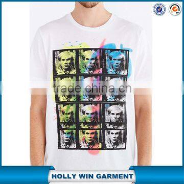 White cotton t-shirt with printed pop art graphic of Andy Warhol