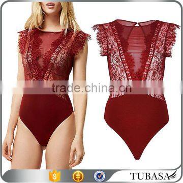 2017 High Quality Scarlet Lace High Leg Bodysuit for Women