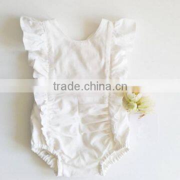 Boutique Infant Baby Ruffle Romper Jumpsuit White Cotton Baby Rompers