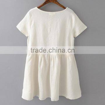 Simple Latest Children Dress Designs Girls Plain White Princess Party Dresses Baby Linen Clothing Wholesale photo-2