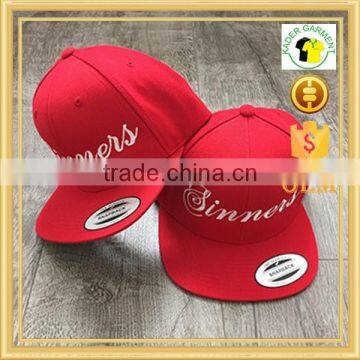 Red embroidery snapback caps, simple snapback cap