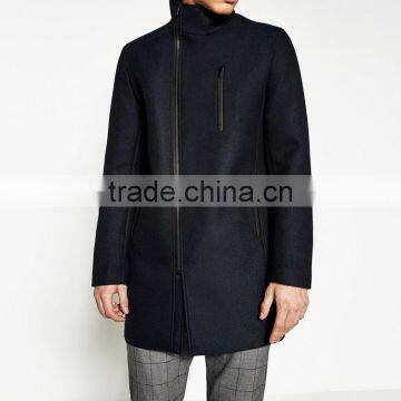 Mens Basic Slim Version Winter Jackets Chimney Collar Coat With Zipper photo-2