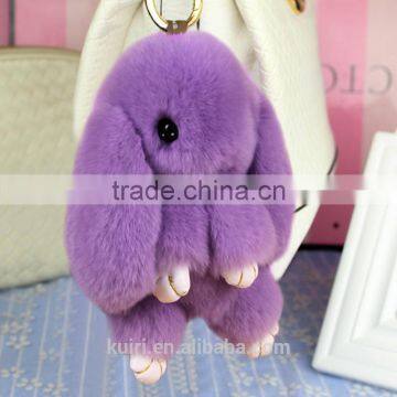 18cm Fur Pom Mengmeng Key Chains Real Play Dead Rabbit Fur Rabbit Doll Pendant Handbag Bag Pendent Keychains photo-4