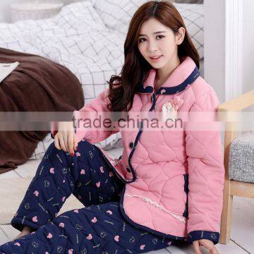 OEM 100% cotton pajamas women winter sleepwear prainting