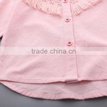 S33447W 2017 Autumn Children's Clothes Girls Blouses Thin Lace Hollow Baby Girl Blouses photo-4