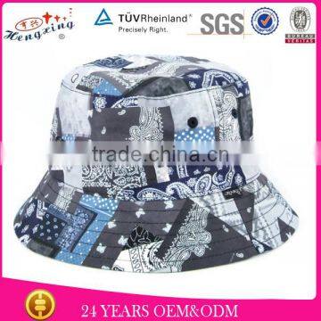 Black Cotton Woven Labels Chain Bucket Hat for Men photo-4