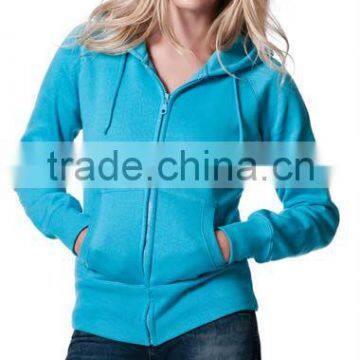 Custom ladies printed long sleeve zipper hoodie