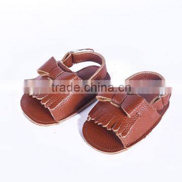 New Design Fringed Genuine Leather Baby Sandals, Baby Fringed Sandals photo-3