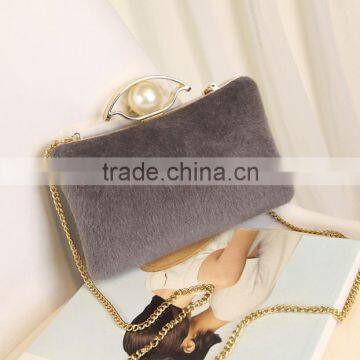 Nice fashion washing fur effect PU leather fur ladies handbag