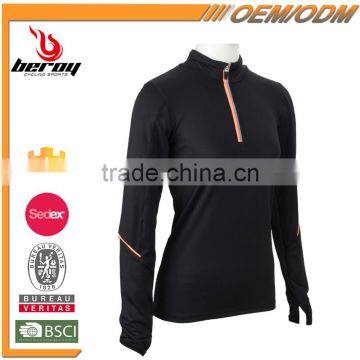Long Sleeve Elastic Women Dry Fit Sport Shirt With Half Zipper photo-2
