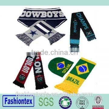 Wholesale gift Knitted Jacquard Football Team soccer fan scarf