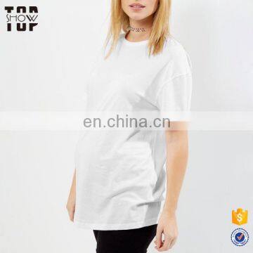 Oem service oversized roll sleeve wholesale blank maternity t shirts 100% cotton