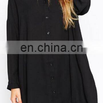 Plus size Loose fit black causal woman shirt in long sleeves design