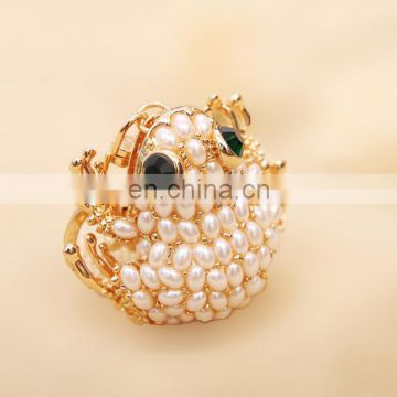 Fashion Crystal rhinestone mini pearl frog keychain MCA-0302