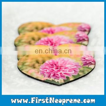 Heart Shape Cutting Rough Bottom Rubber Coaster