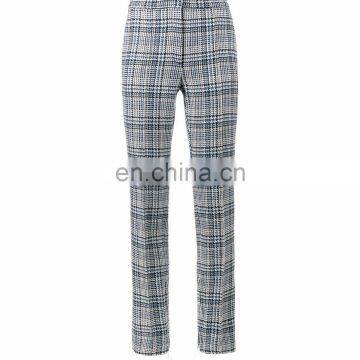 Wholesale Wool and Cotton Blend Women's High-waist Plaid Winter Pants photo-2