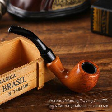 150mm Length Wooden Resin Short Tobacco Pipe With Yelllow Solid Wood Bending Head for Smoking photo-2