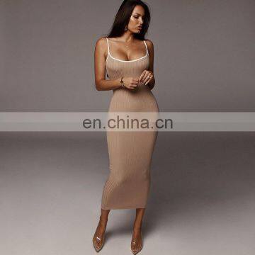 New Women's Contrast Color Strap Sexy Exposed Backpack Hip Slim Dress Women photo-5