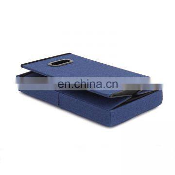 RTS High Quality Modern Customized Faux Linen Fabric Navy Folding Laundry Basket for Dirty Clothes photo-6