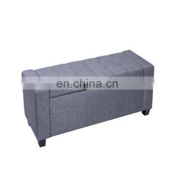 Wholesale High Quality Wood Legs Linen Fabric Rectangle Storage Furniture Stool Ottoman Bench photo-5