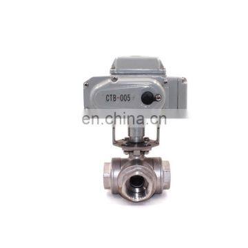 Electric actuator flange and Thread  stainless steel 3 way motorized ball valve