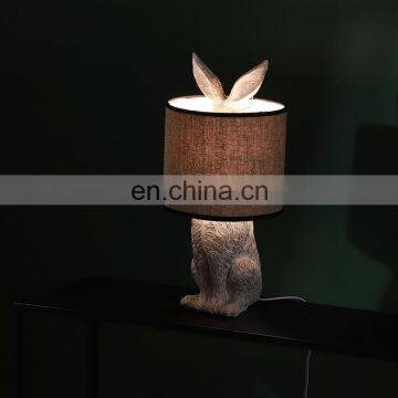 Unique Indoor Lighting Rabbit Animal Resin Base Cheap Modern Grey Table Lamps for Bedroom photo-6