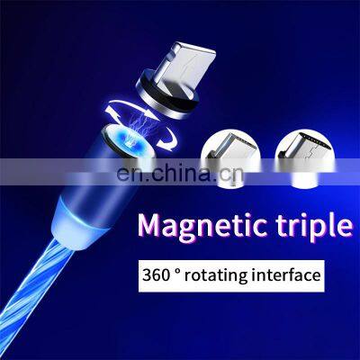 2020 New Product Hot Wholesale LED Flowing Light Magnetic Charging Cable Cellphone Fast Micro USB Cable Charger Data Cable Line photo-3