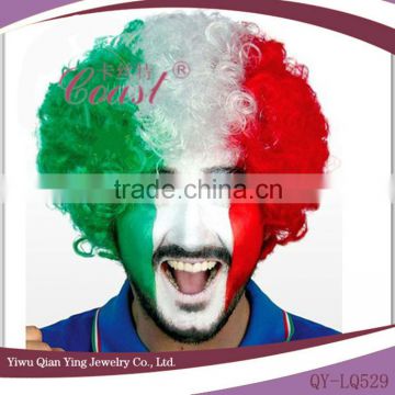 cheap wholesale synthetic italy flag multi color football sports fan wigs