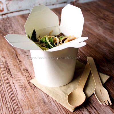 Noodle Paper Boxes -Kraft Cardboard White Pasta Boxes With Folding Lid-Round Bottom Noodle Box photo-4