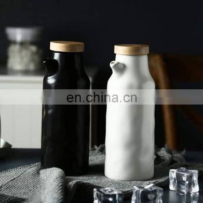 White Black Ceramic Seasoning Cooking Olive Oil Soy Sauce Cruet Bottle Herb & Spice Tools photo-4