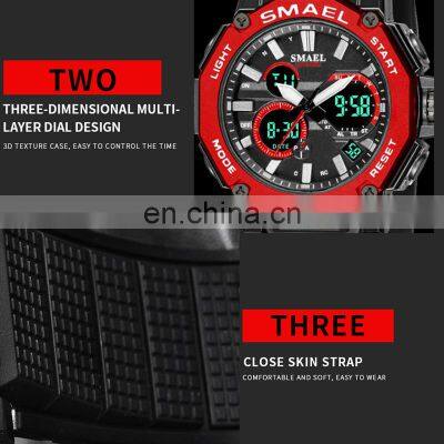SMAEL 8047 Quartz Watches Sports Male Clock Alarm 50M Waterproof Stopwatch LED Back Light Wristwatches Men Watch Sport photo-2