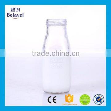 320ml Embossed Clear Glass Beverage Bottle Glass Milk Drinking Bottle