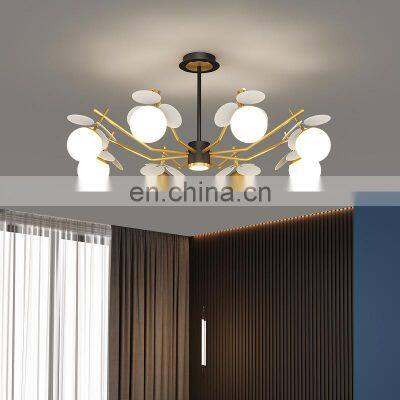 Nordic LED Round Glass Ball Pendant Color White Ceiling Hanging Lamp Indoor Bedroom Chandelier