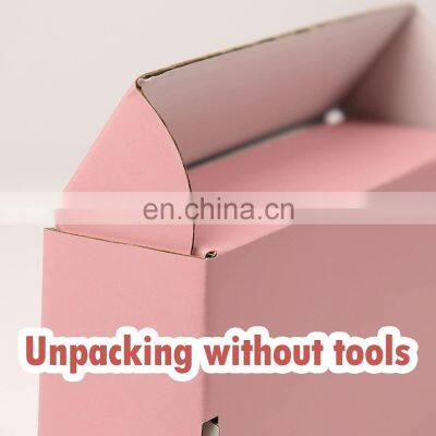 Специально изготовленные коробки для отправки с розовым логотипом для малого бизнеса. Маленькие гофрированные картонные коробки для упаковки, подарочные коробки photo-4