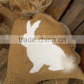 Burlap Eco Friedndly Bunnny Rabbit Easter Bag