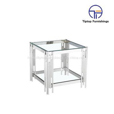 Wholesale Foshan Manufacturer End Side Table Living Room Furniture Supplier Luxury Modern Hotel Coffee Table Set Stainless Steel photo-2