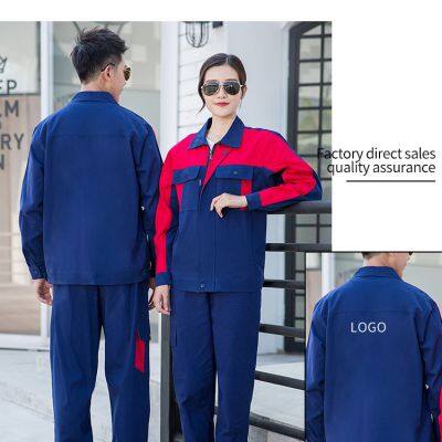 Summer Thin Pure Cotton Color Matching Long Sleeved Top Workshop Auto Repair Factory All Cotton Work Suit Set photo-2