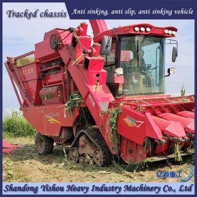 Rubber anti trap chassis harvester customized for rainy season harvesting