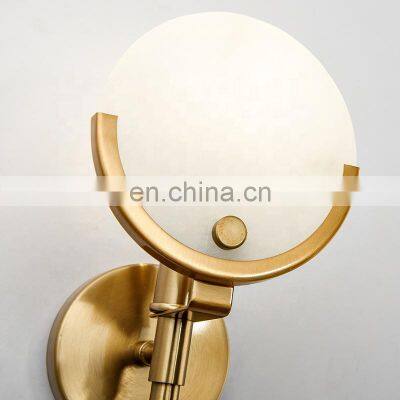 Modern Luxury Wall Lamp For Indoor Bedroom Hotel Room Brass Alabaster Sconce Wall Light photo-4