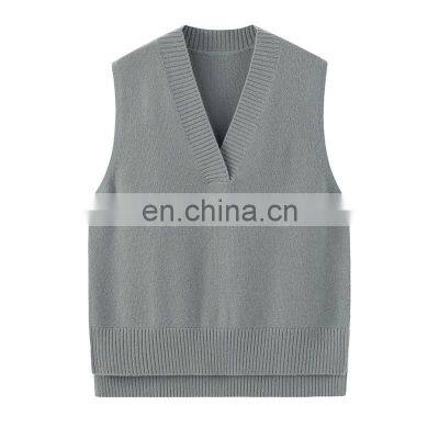 High-end Cashmere Vest Women's V Neck Knitted Sleeveless Cashmere Pullover for Autumn