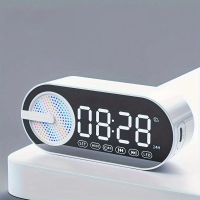 New Arrival Product Digital Display Bass Sound RGB Light Effects Wireless Bluetooth Speaker With FM Radio And Alarm Clock