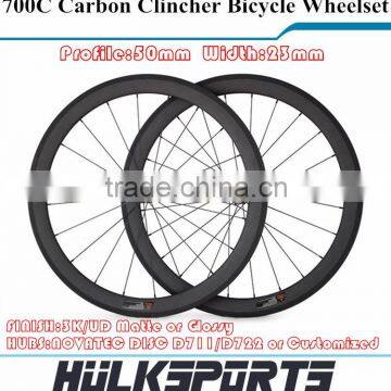 Road bicycle wheel 700c 50mm profile 23mm width carbon road bike Clincher wheel carbon Disc Clincher wheel wheelset