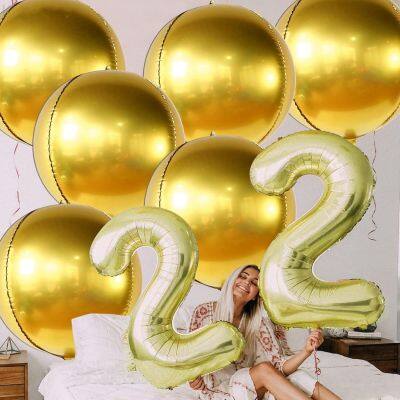 Custom 4D Sphere Foil Balloon Pure Color Aluminum for Party Wedding Valentine's Day Birthday Celebrations Foil Balloons